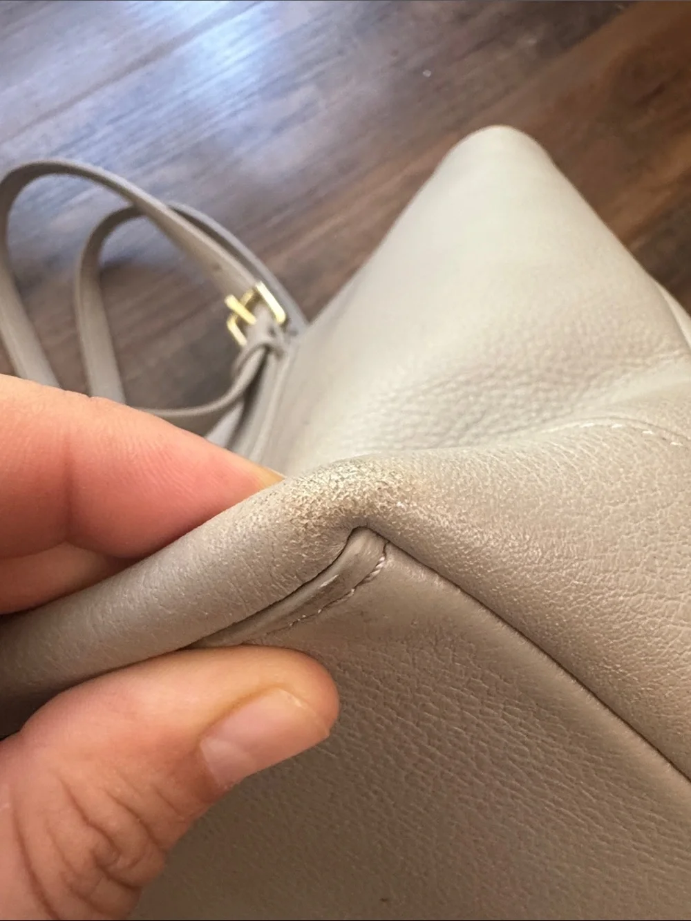 Tory Burch gray Pebbled Leather Tote with Gold Logo